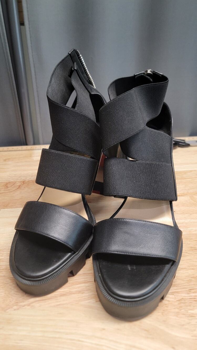 Christian Louboutin Rangerissima Lug 100 Black Platform Sandal Block Heel 38